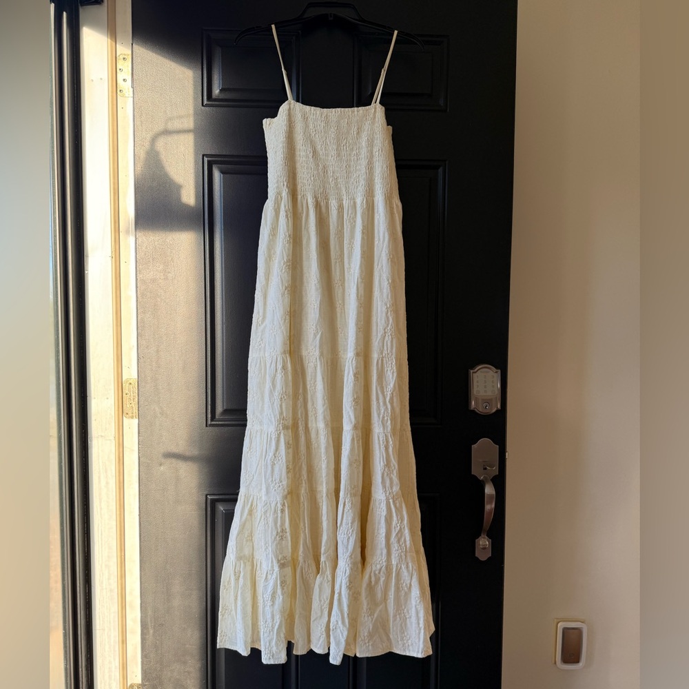 Altar'd State Cream Tiered Maxi Dress with Spaghetti Straps